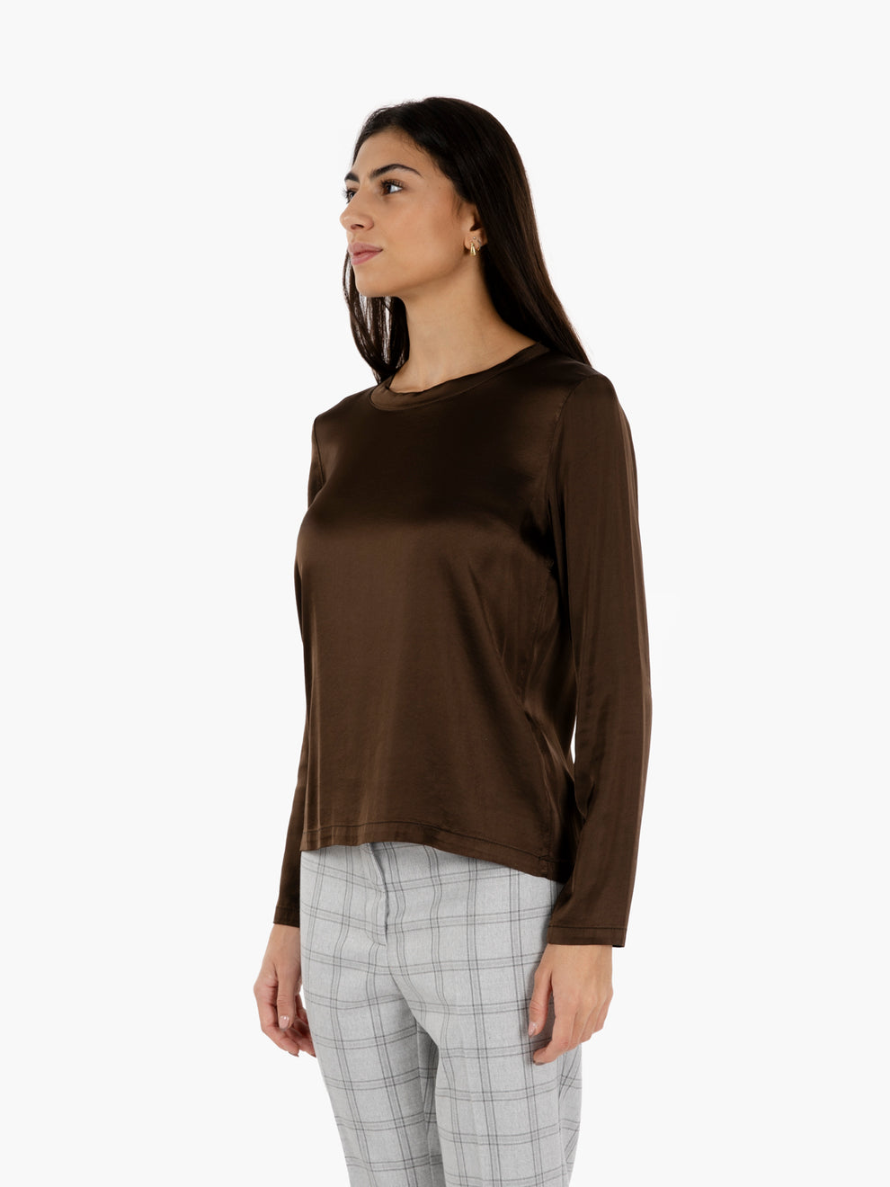 Dark brown satin sweater