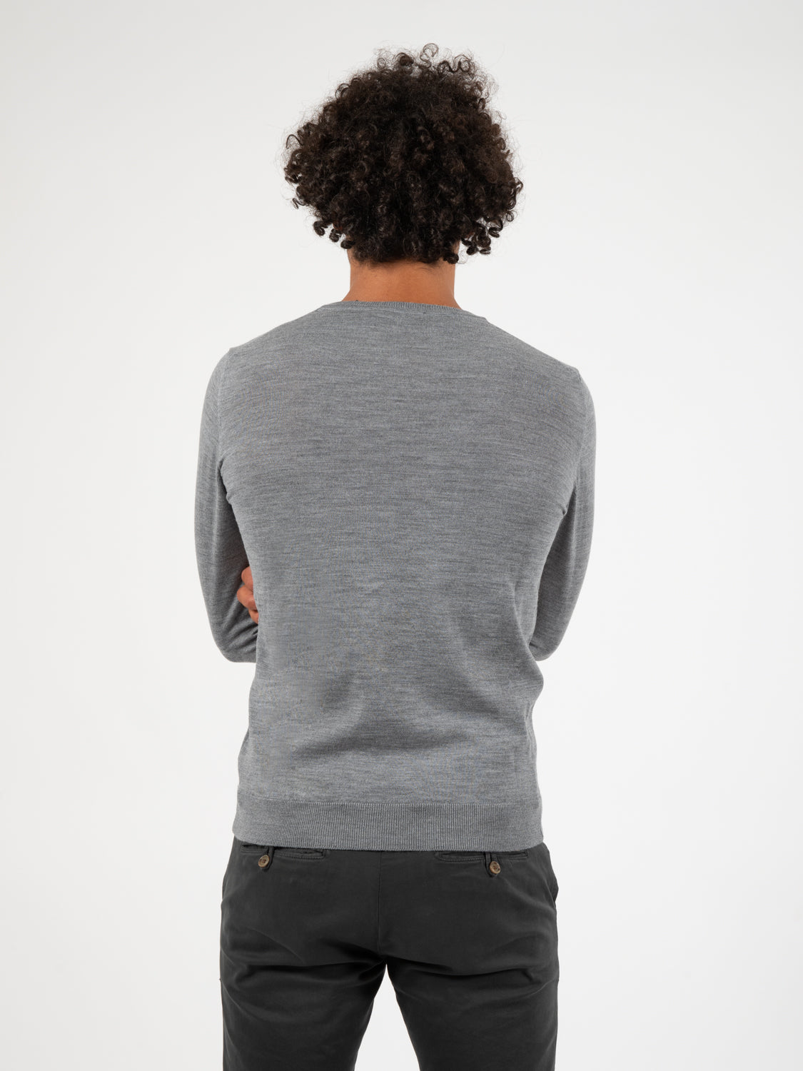 Maglia leggera girocollo lana merino cenere