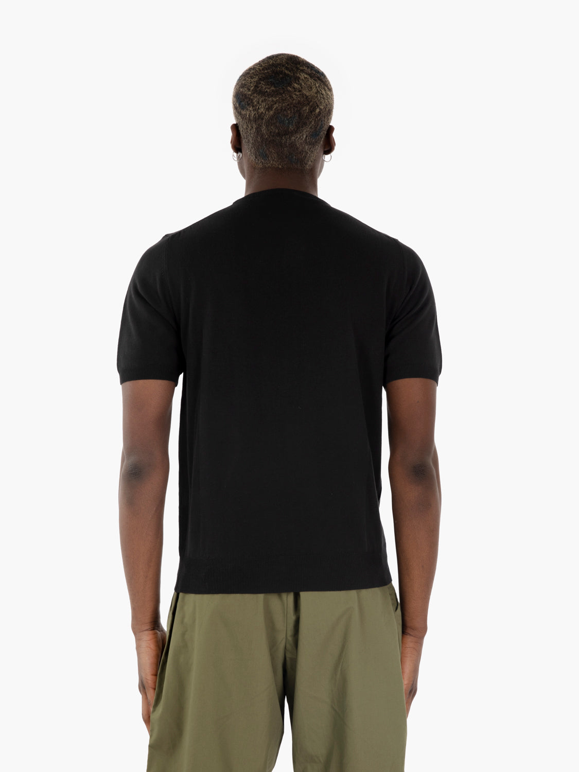 Maglia manica corta girocollo in cotone nero