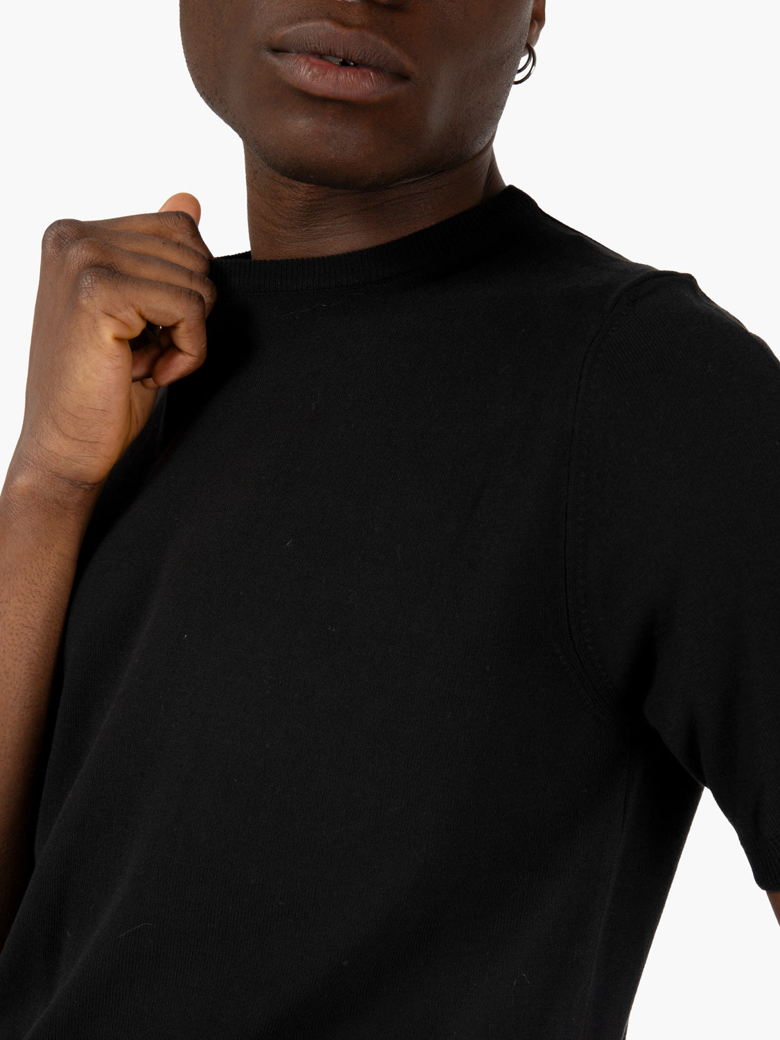 Maglia manica corta girocollo in cotone nero