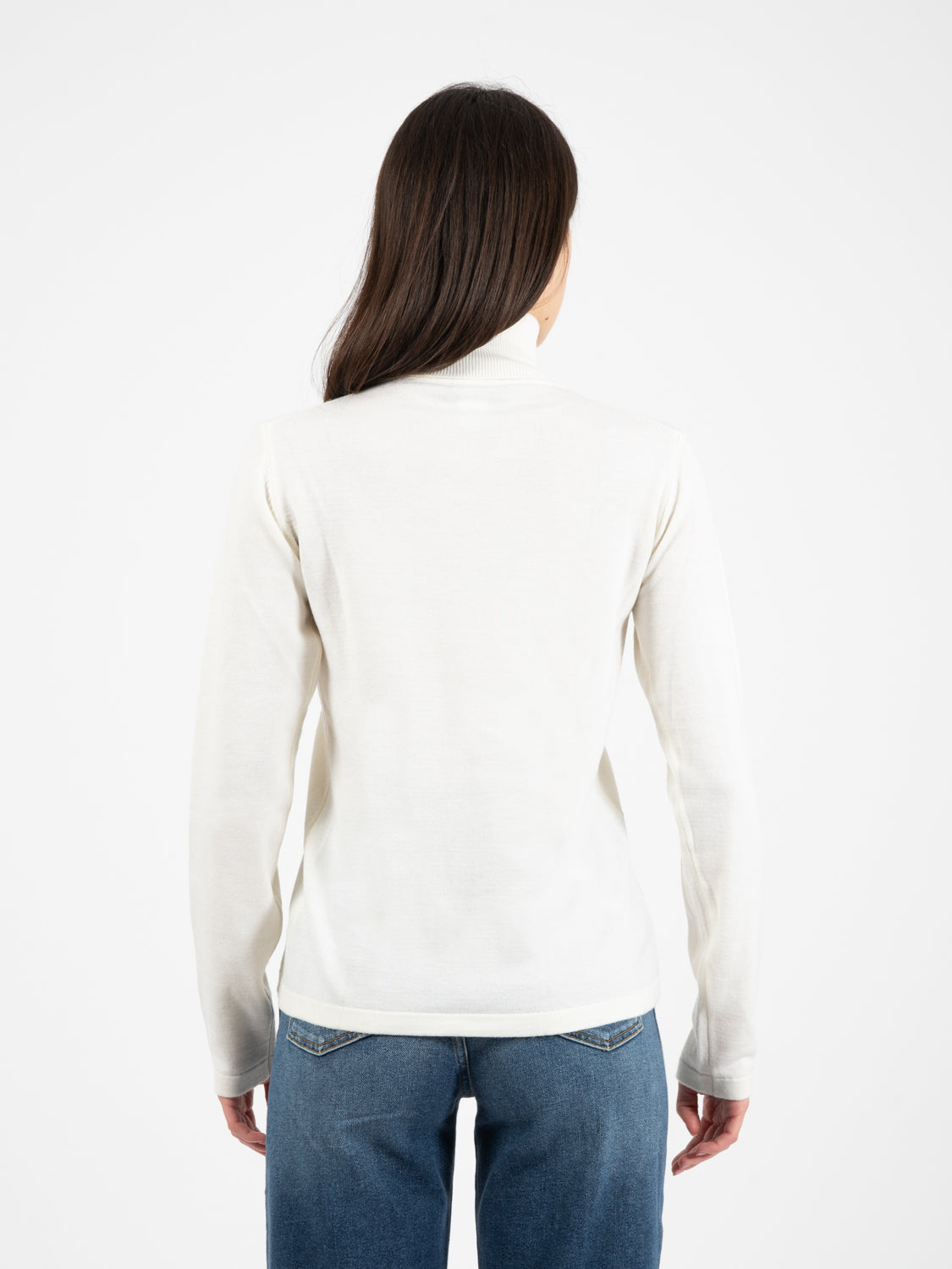 Maglia dolcevita in lana ecrù