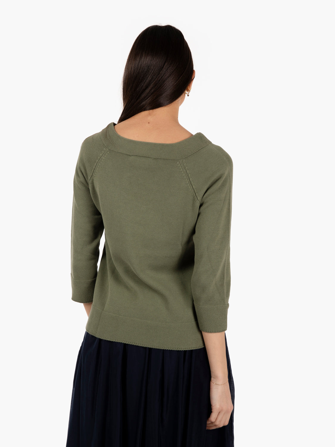 Maglia scollo a barchetta raglan verde milita
