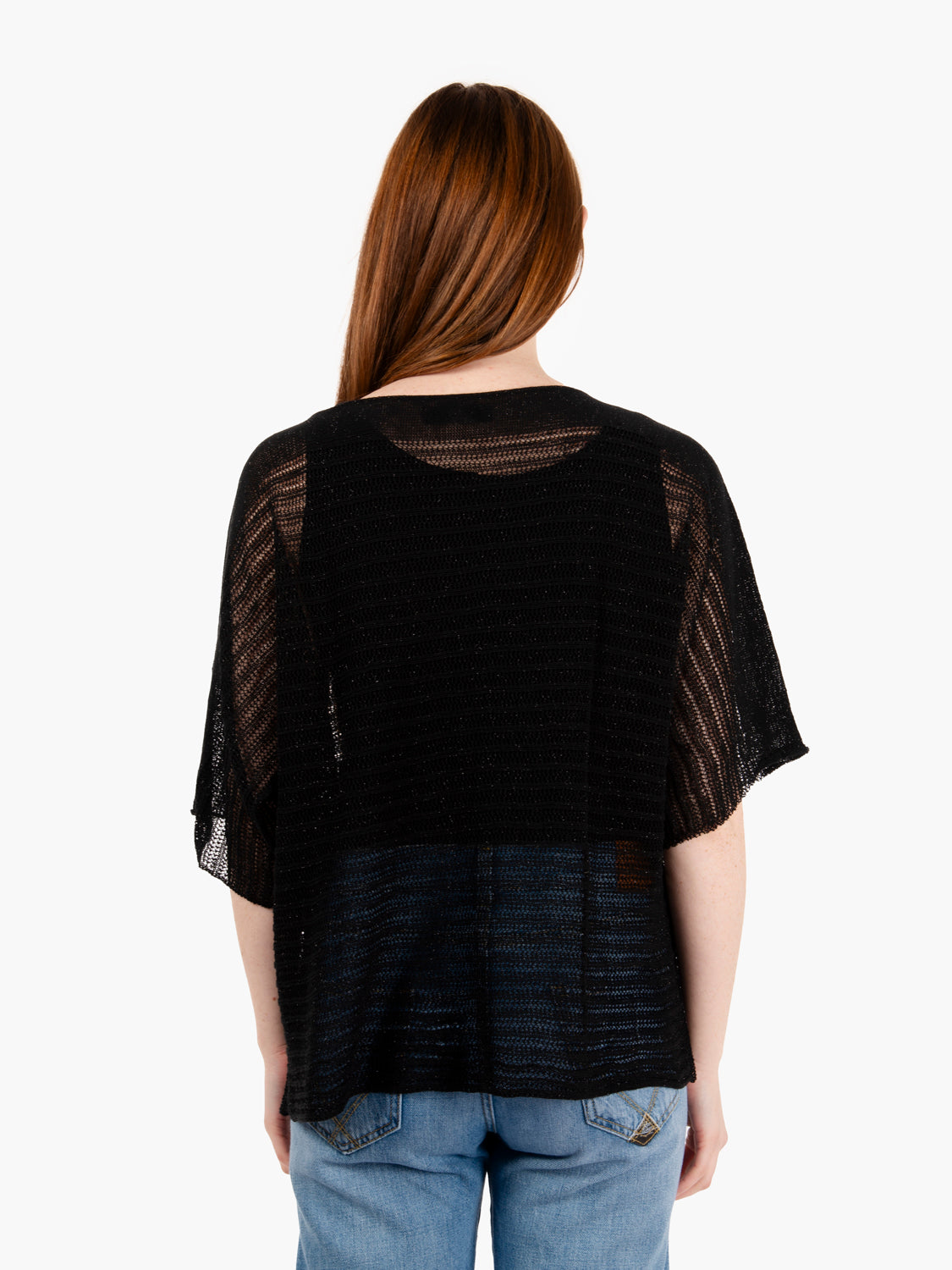 Maglia trama larga lurex nero
