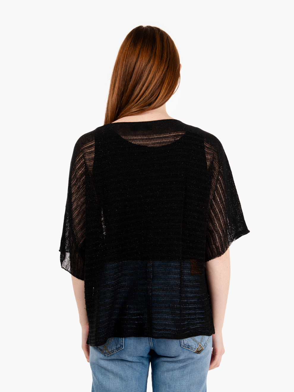 Black lurex wide weave sweater