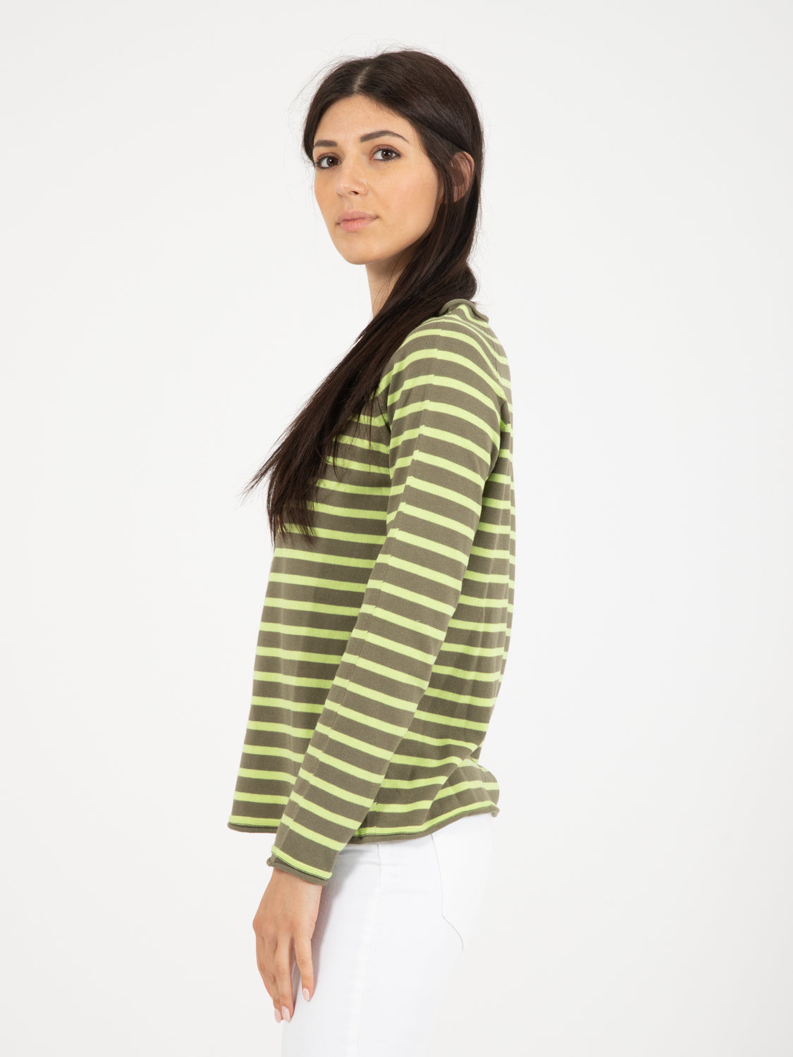 Maglioncino a righe militare / lime