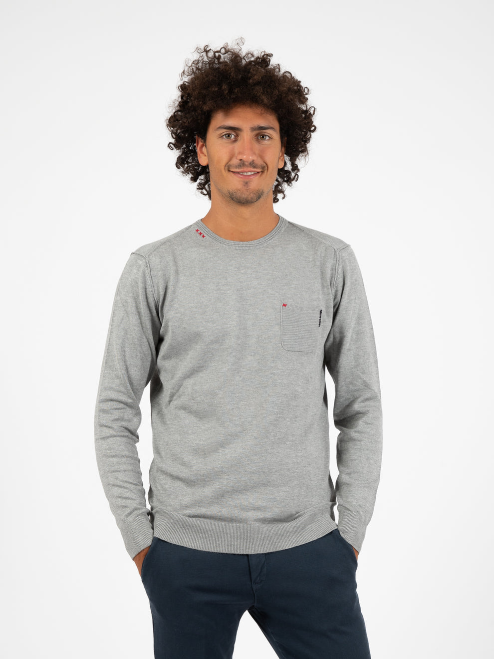 Sweater with pearl embroidery
