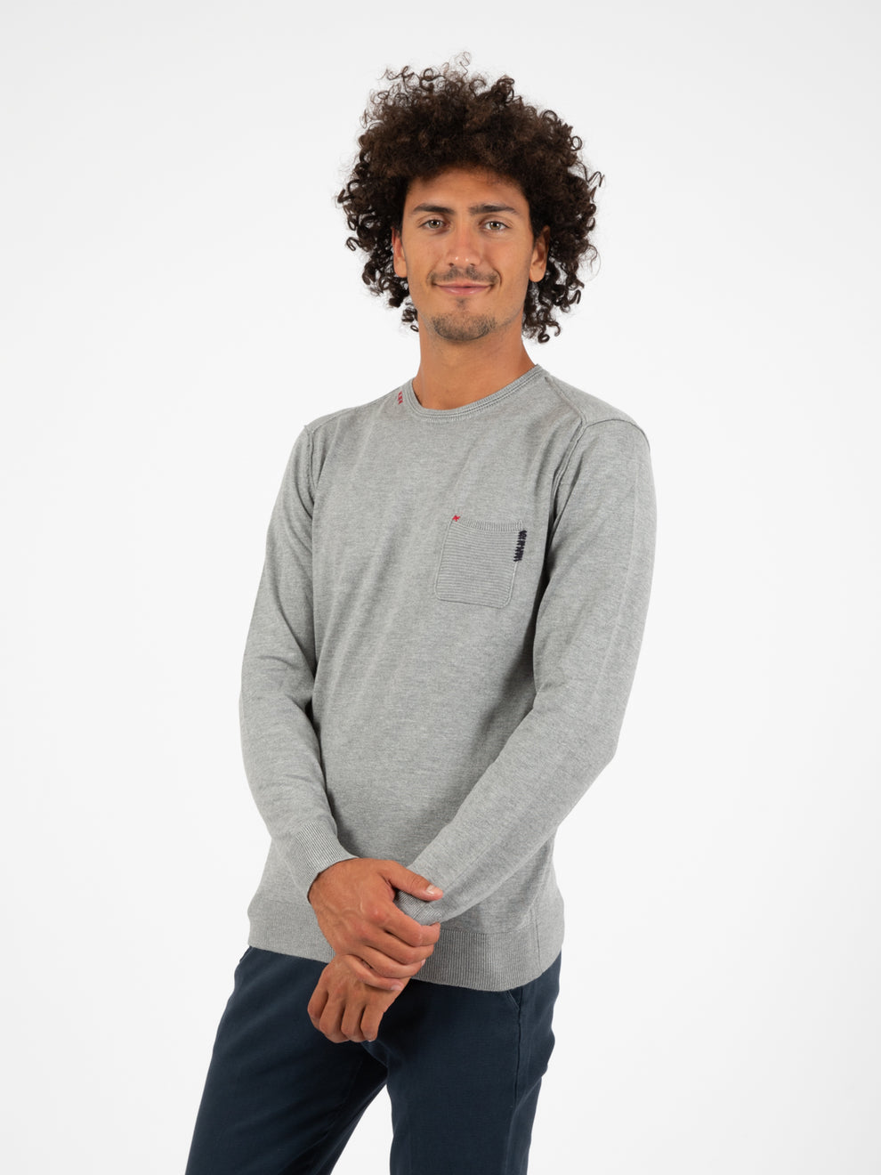 Sweater with pearl embroidery
