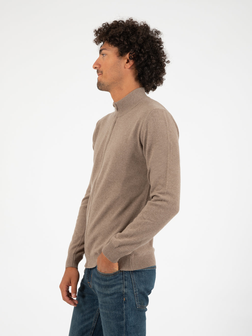 Sand zip-up sweater