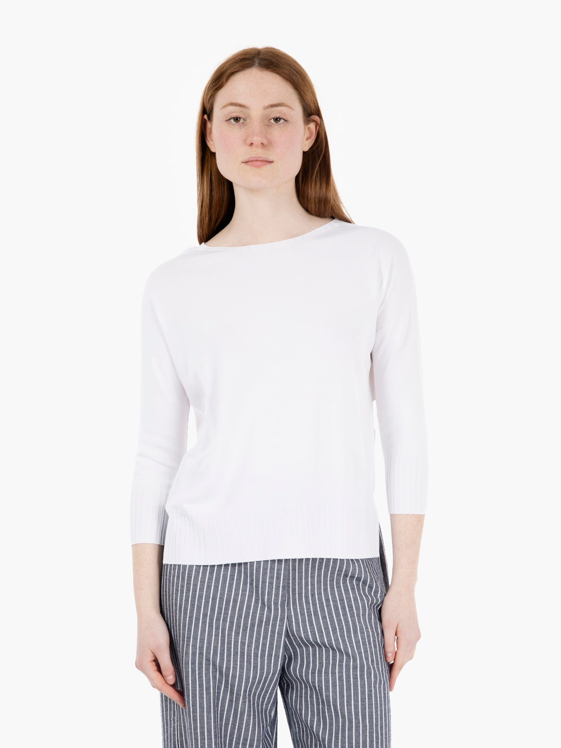 Maglione a 3/4 in viscosa bianco