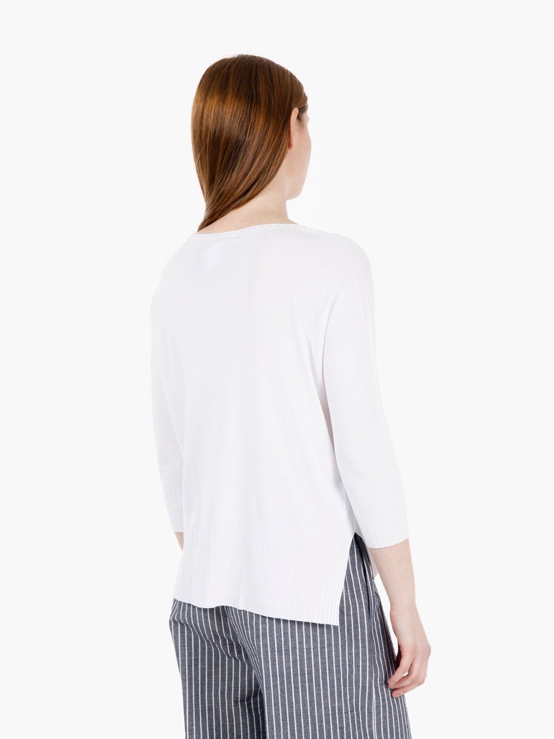 Maglione a 3/4 in viscosa bianco