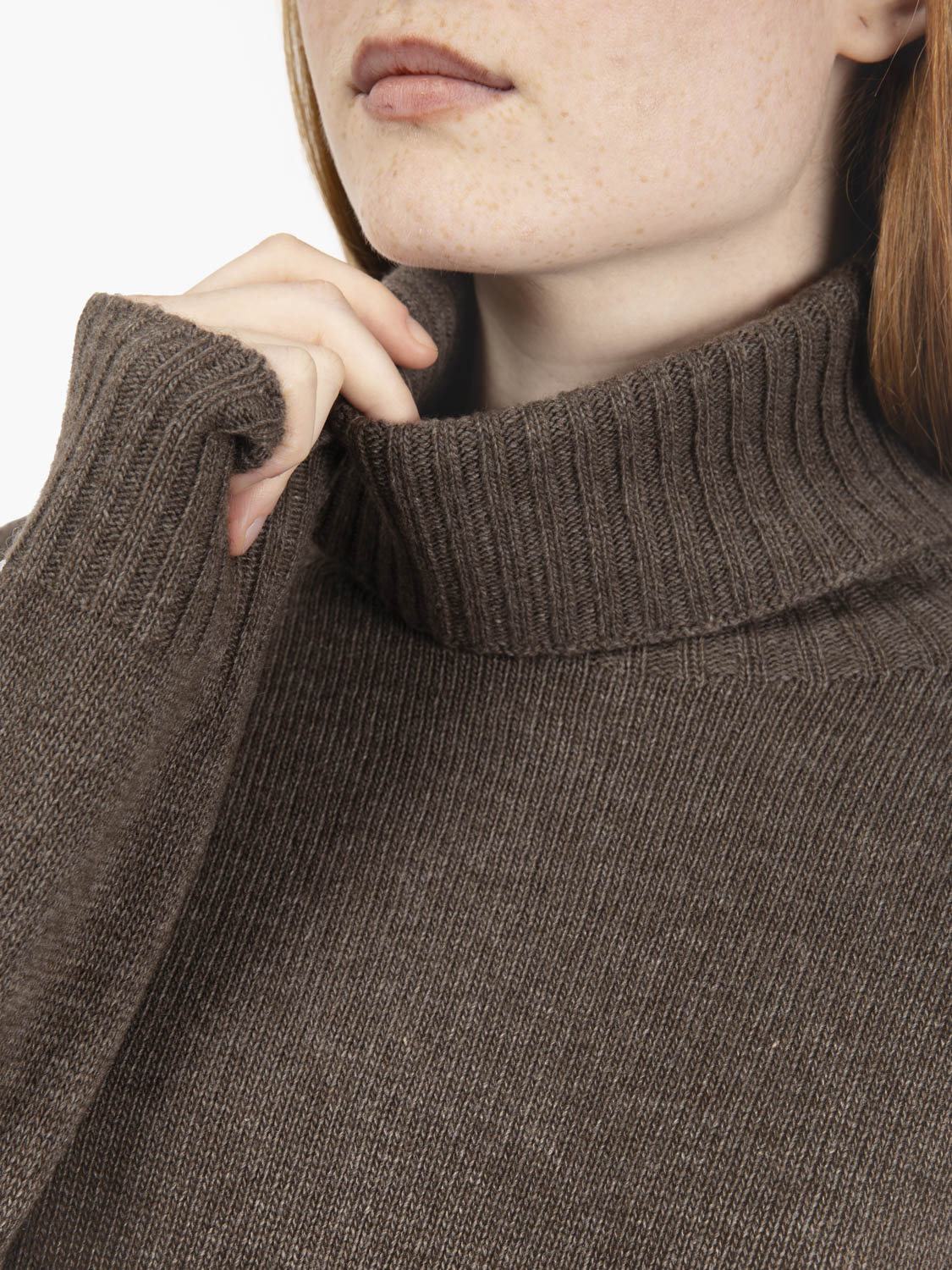 Brown turtleneck sweater