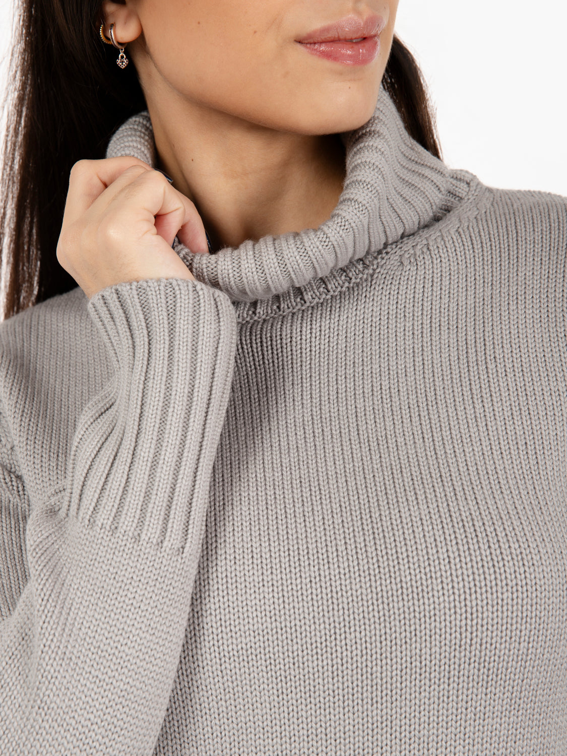 Pearl grey turtleneck sweater