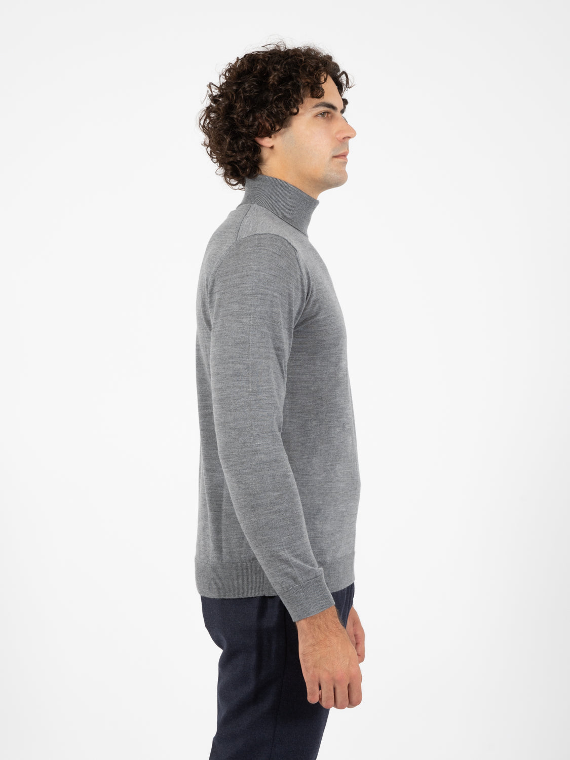 Maglione ciclista in lana tinto filo cenere