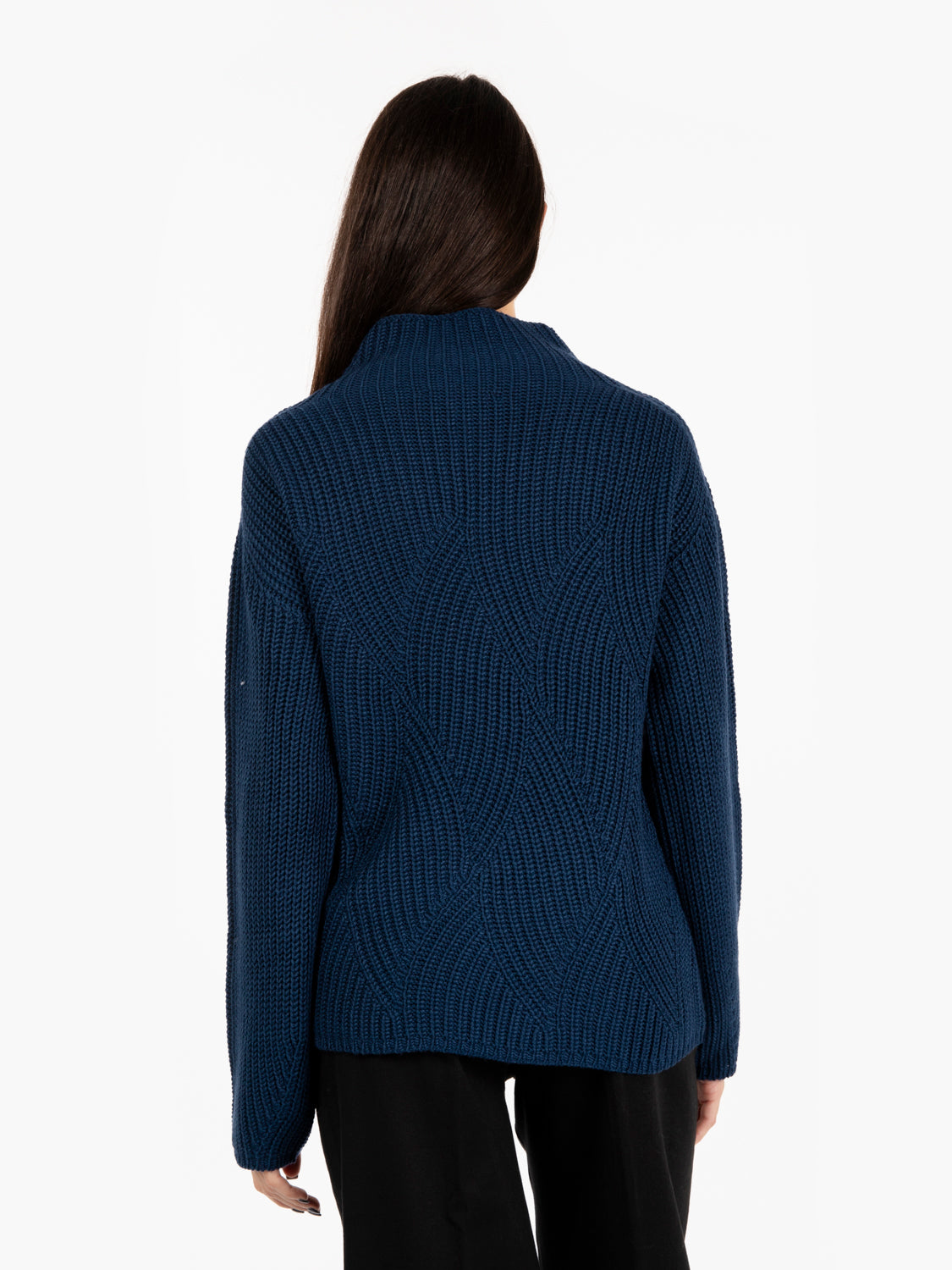 Navy Blue Knitted Turtleneck Sweater
