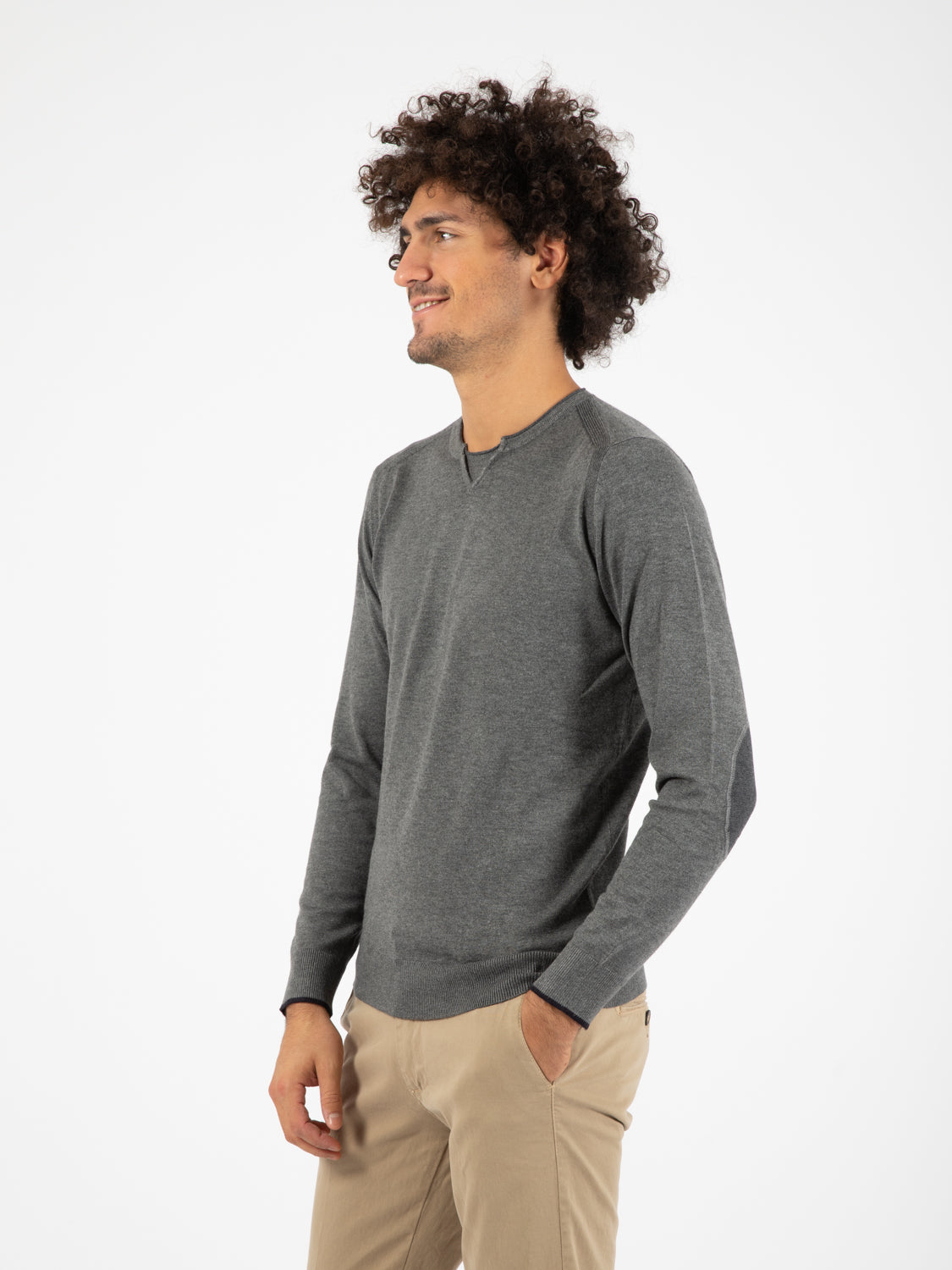 Maglione collo serafino fumo