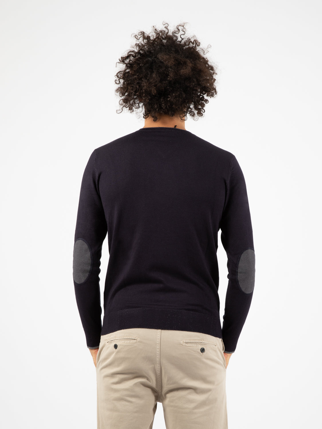 Maglione collo serafino navy