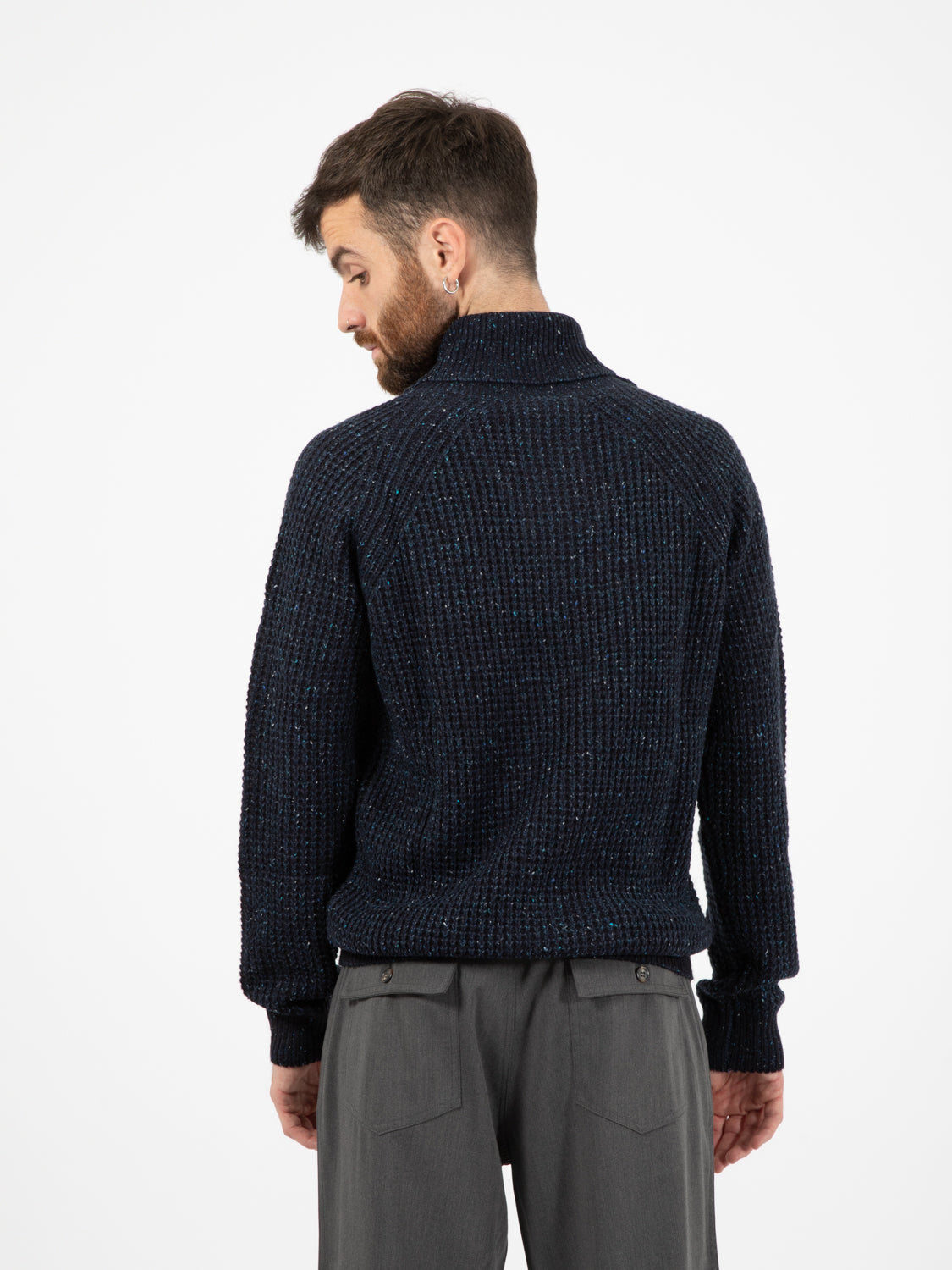 Navy Shawl Collar Sweater