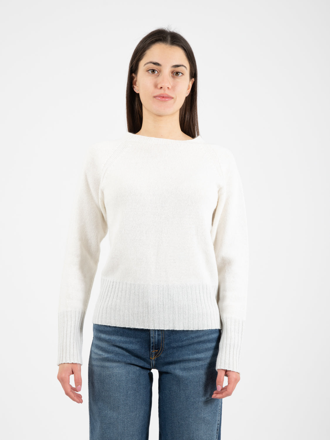 Maglione con dettagli lurex bianco / grigio