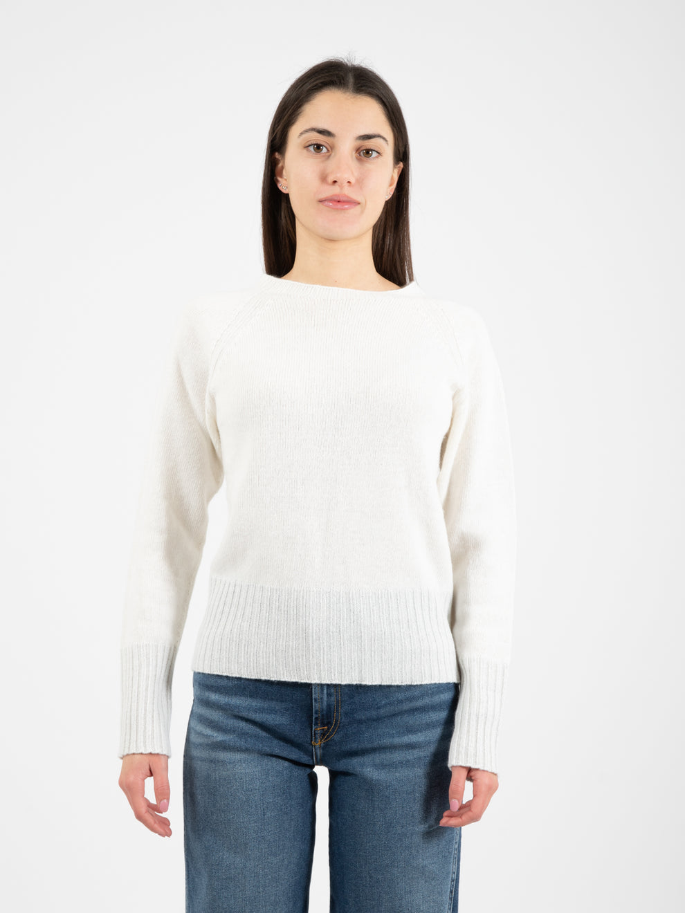 Maglione con dettagli lurex bianco / grigio