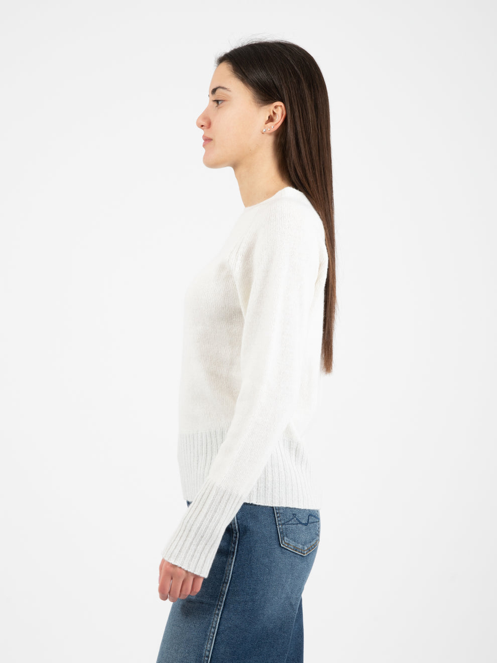 Maglione con dettagli lurex bianco / grigio