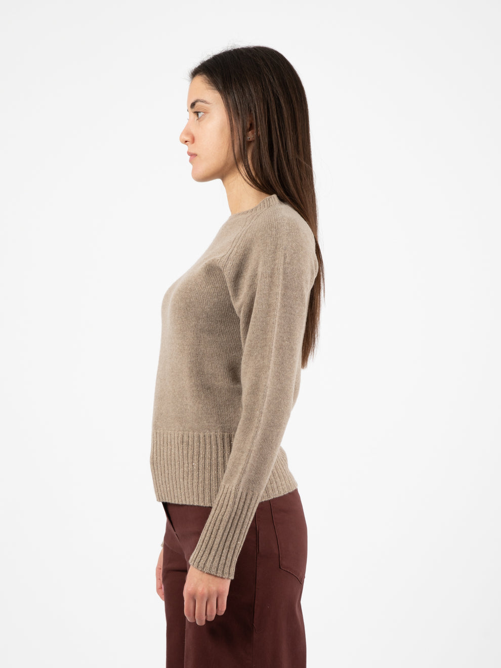 Maglione con dettagli lurex cammello