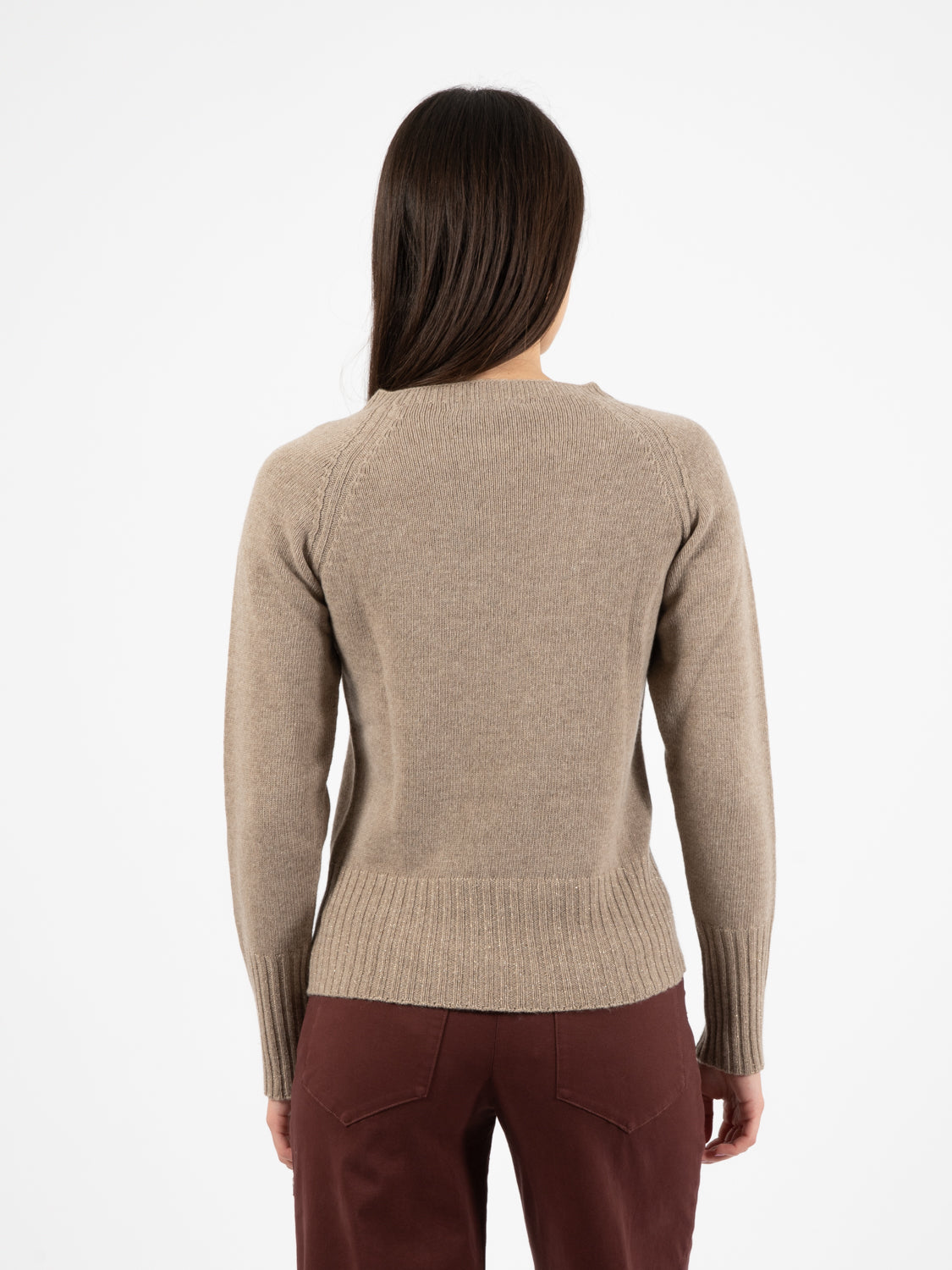 Maglione con dettagli lurex cammello