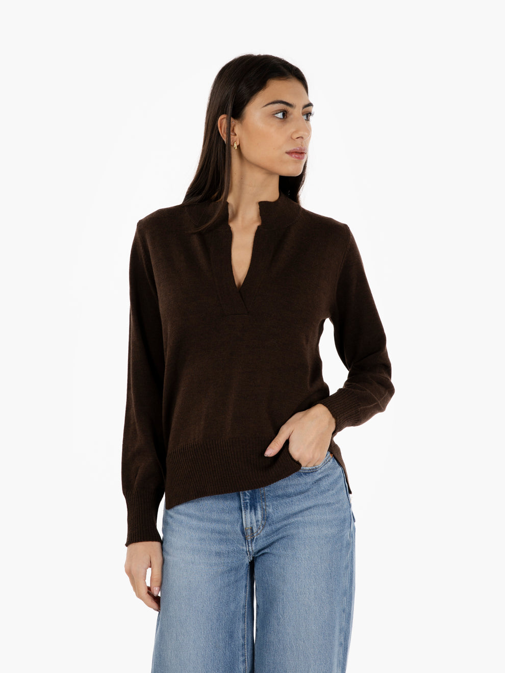 Maglione con dettaglio V moro