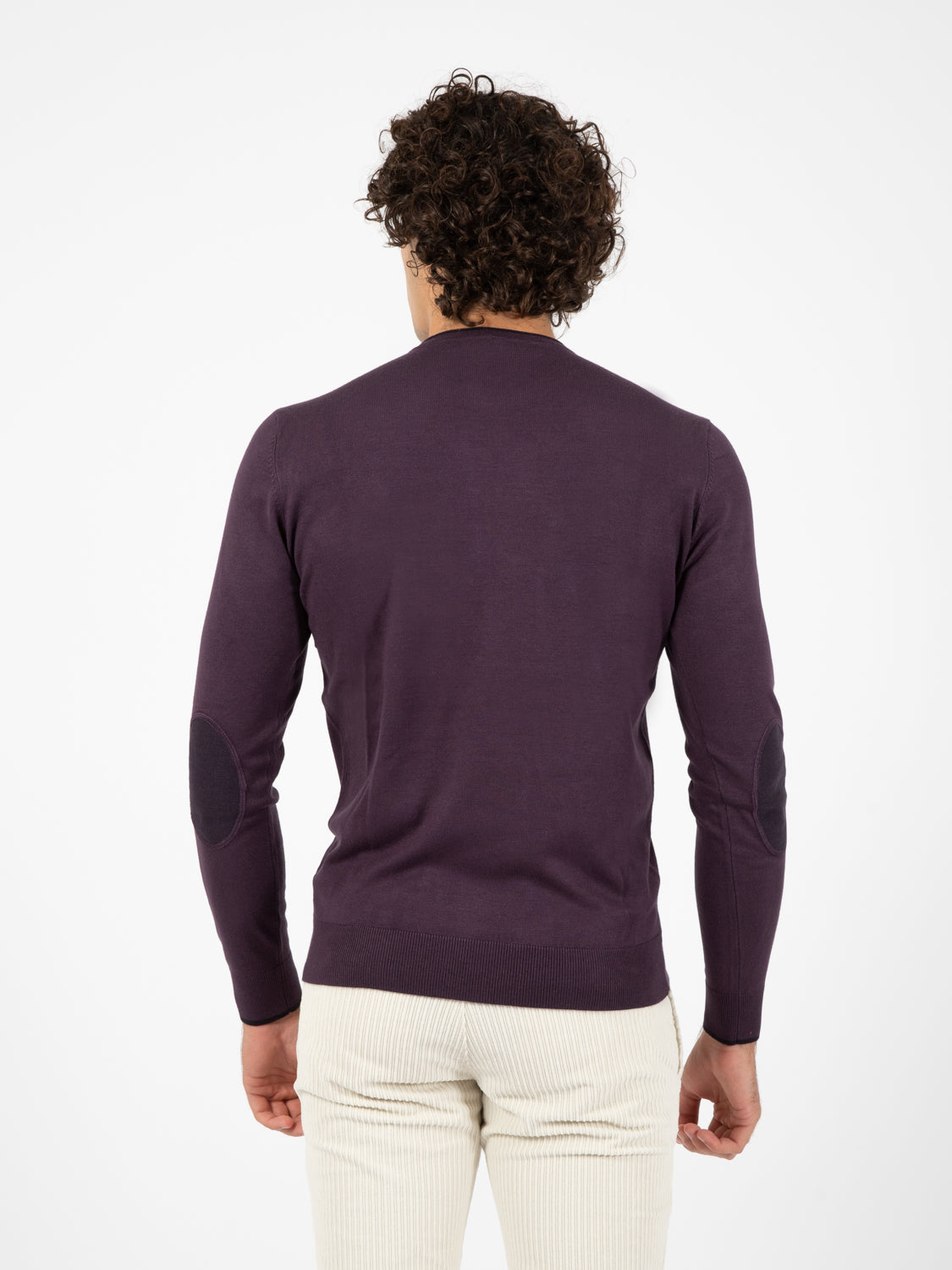 Maglione con patch fashion prugna