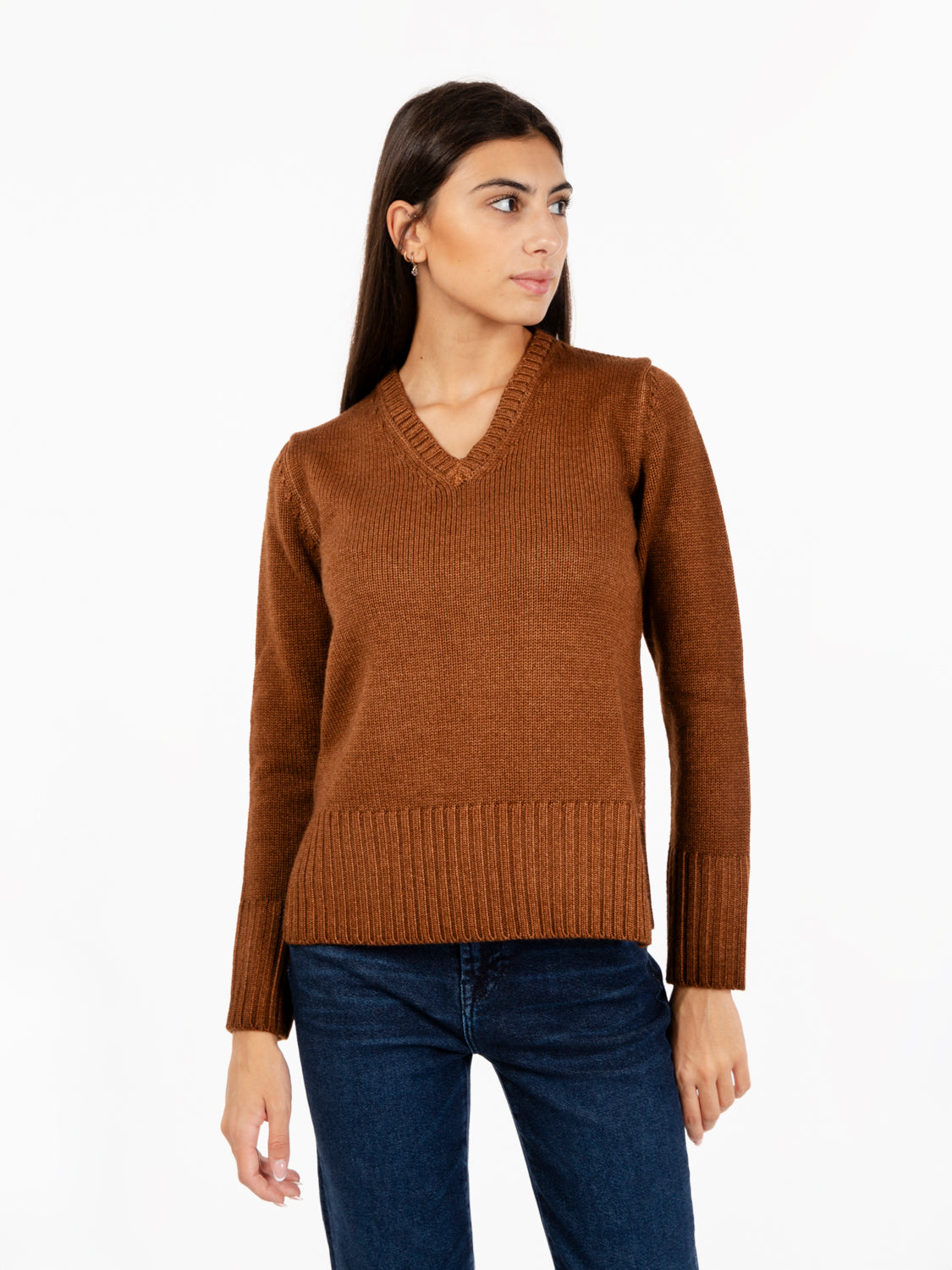 Brown V-Neck Sweater