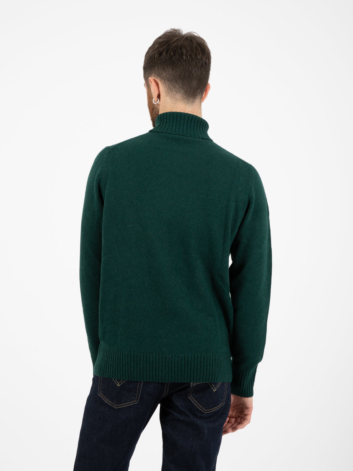Bottle Green Lambswool Turtleneck Sweater