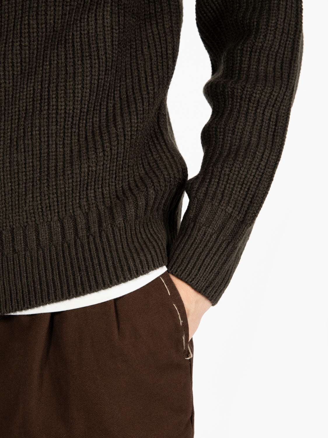 Maglione full zip misto lana forest