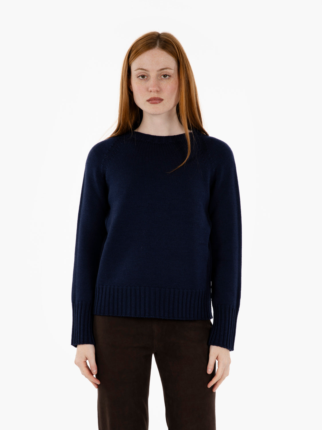 Navy Blue Box Crew Neck Sweater