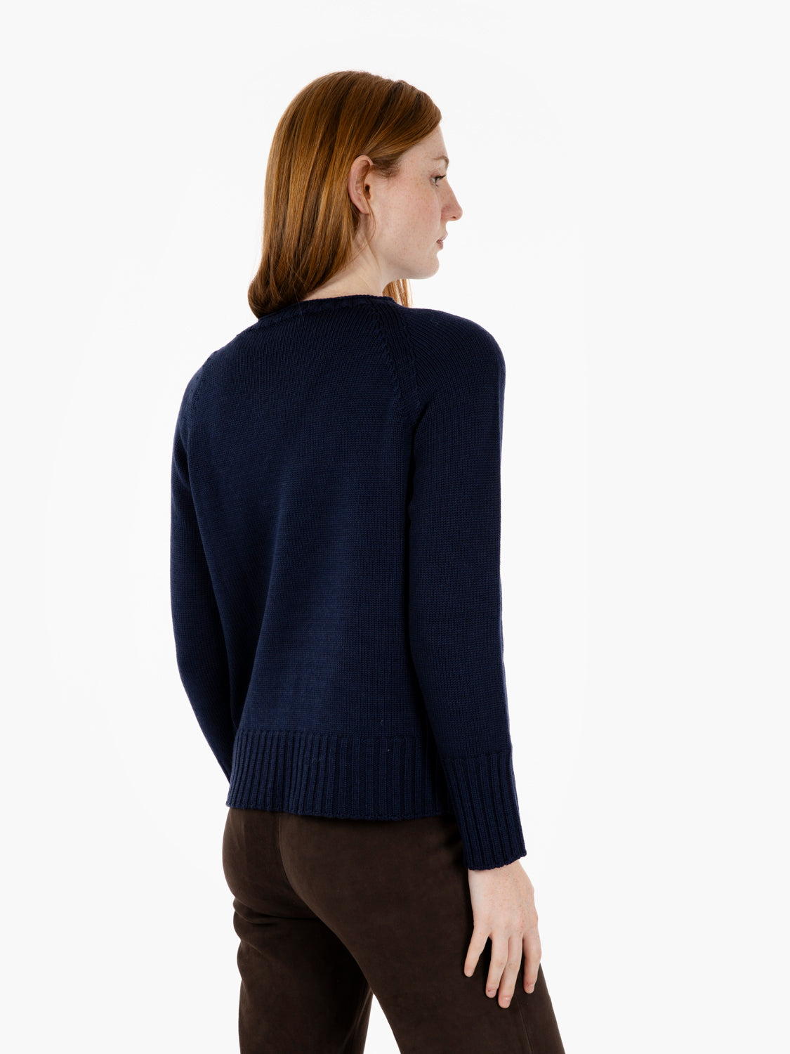 Navy Blue Box Crew Neck Sweater