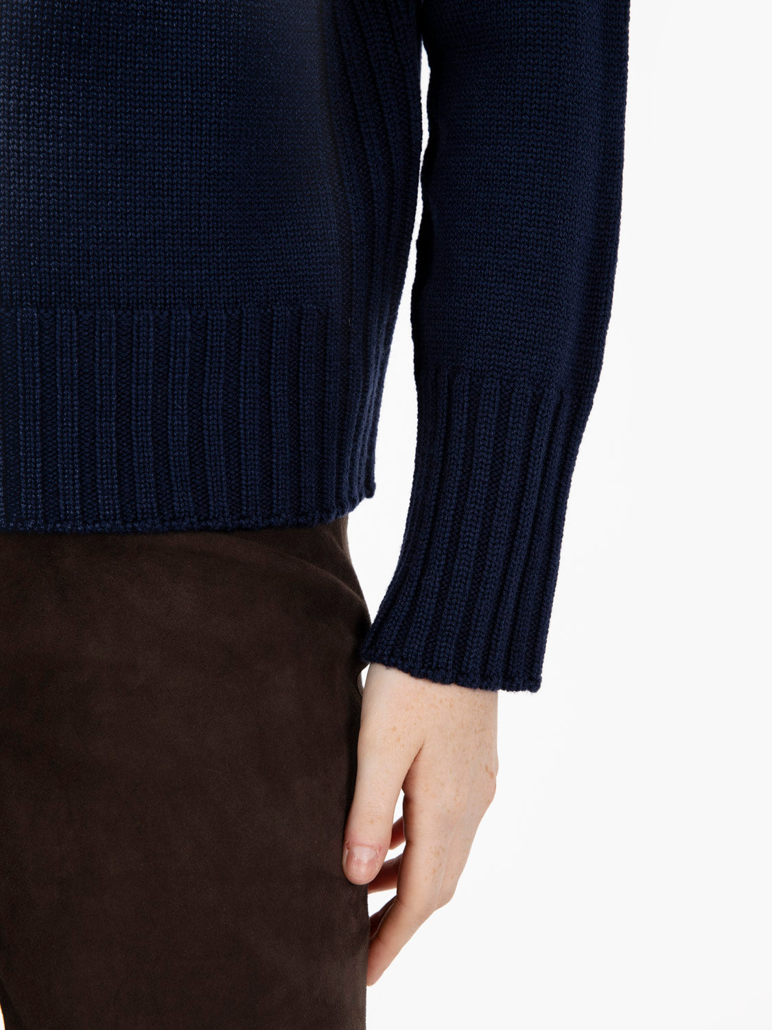 Navy Blue Box Crew Neck Sweater