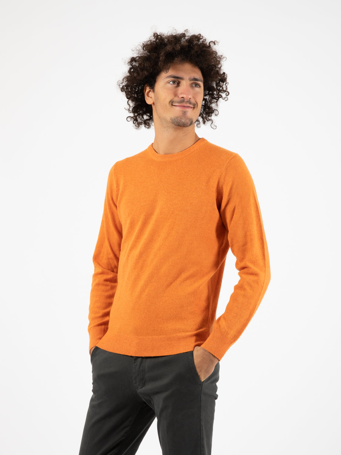 Maglione girocollo cachemire blend zucca
