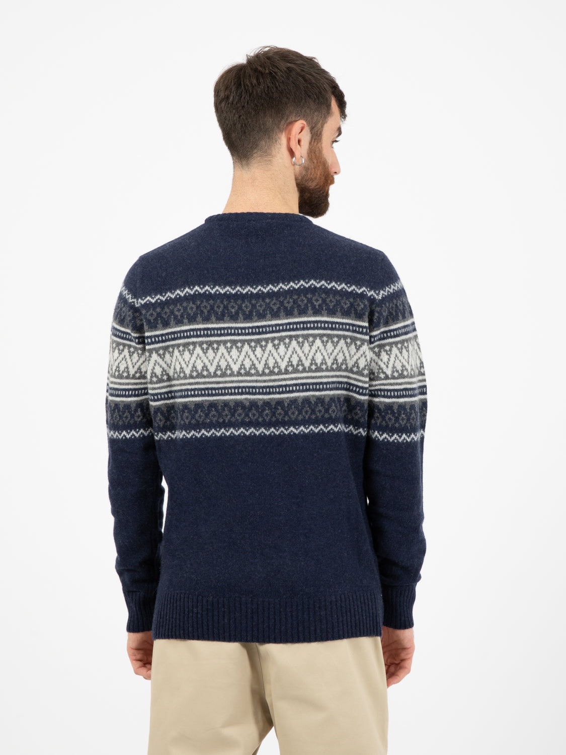 Maglione girocollo con motivo jacquard blu inchiostro