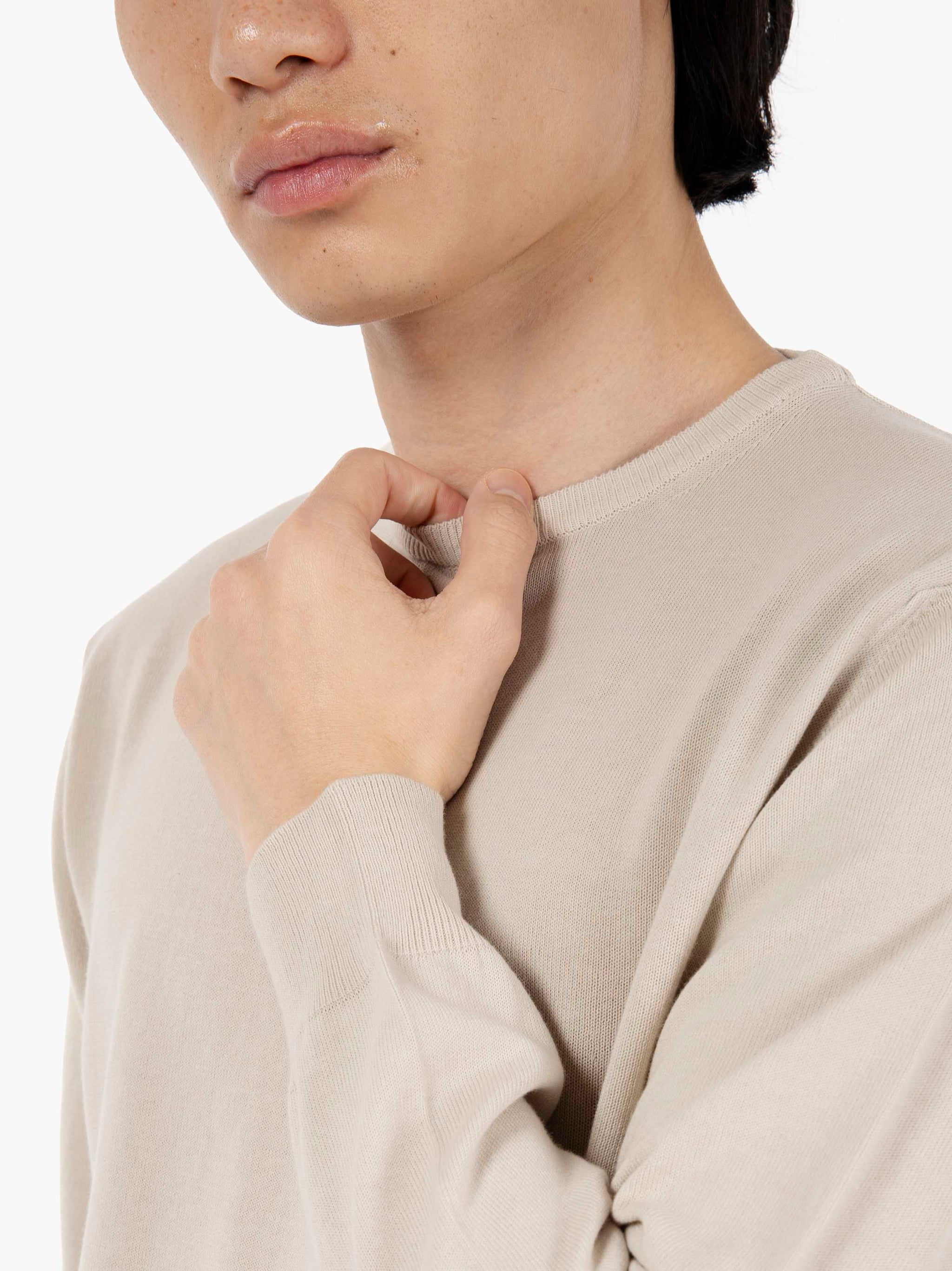 Maglione girocollo in cotone beige