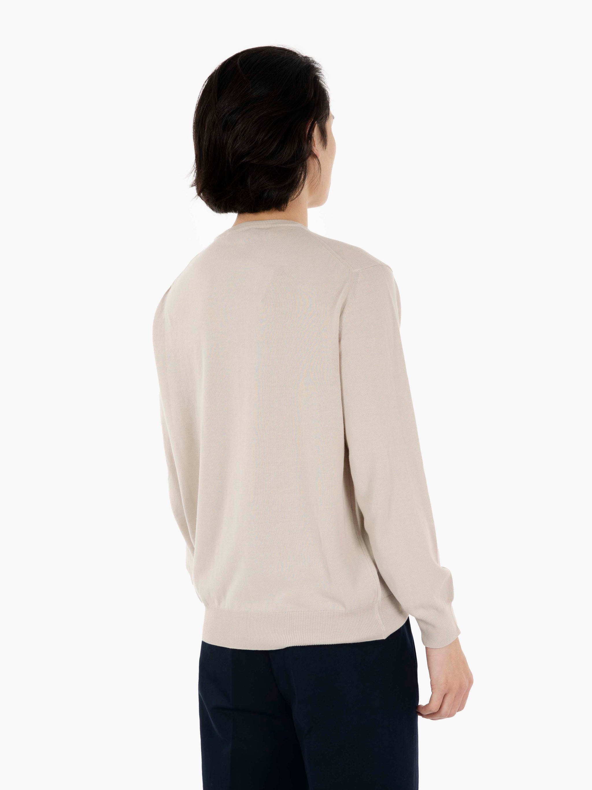 Maglione girocollo in cotone beige