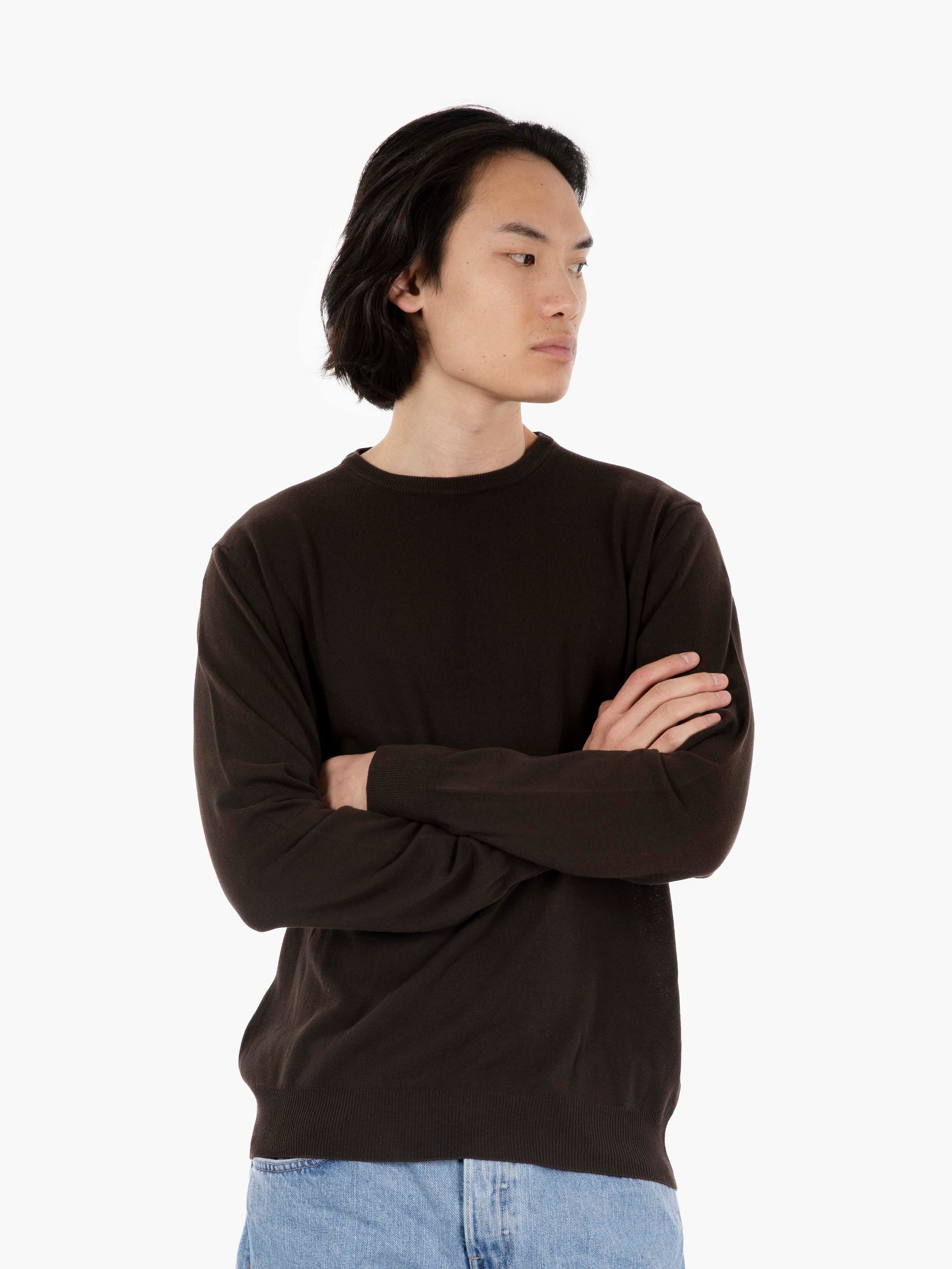 Maglione girocollo in cotone moro