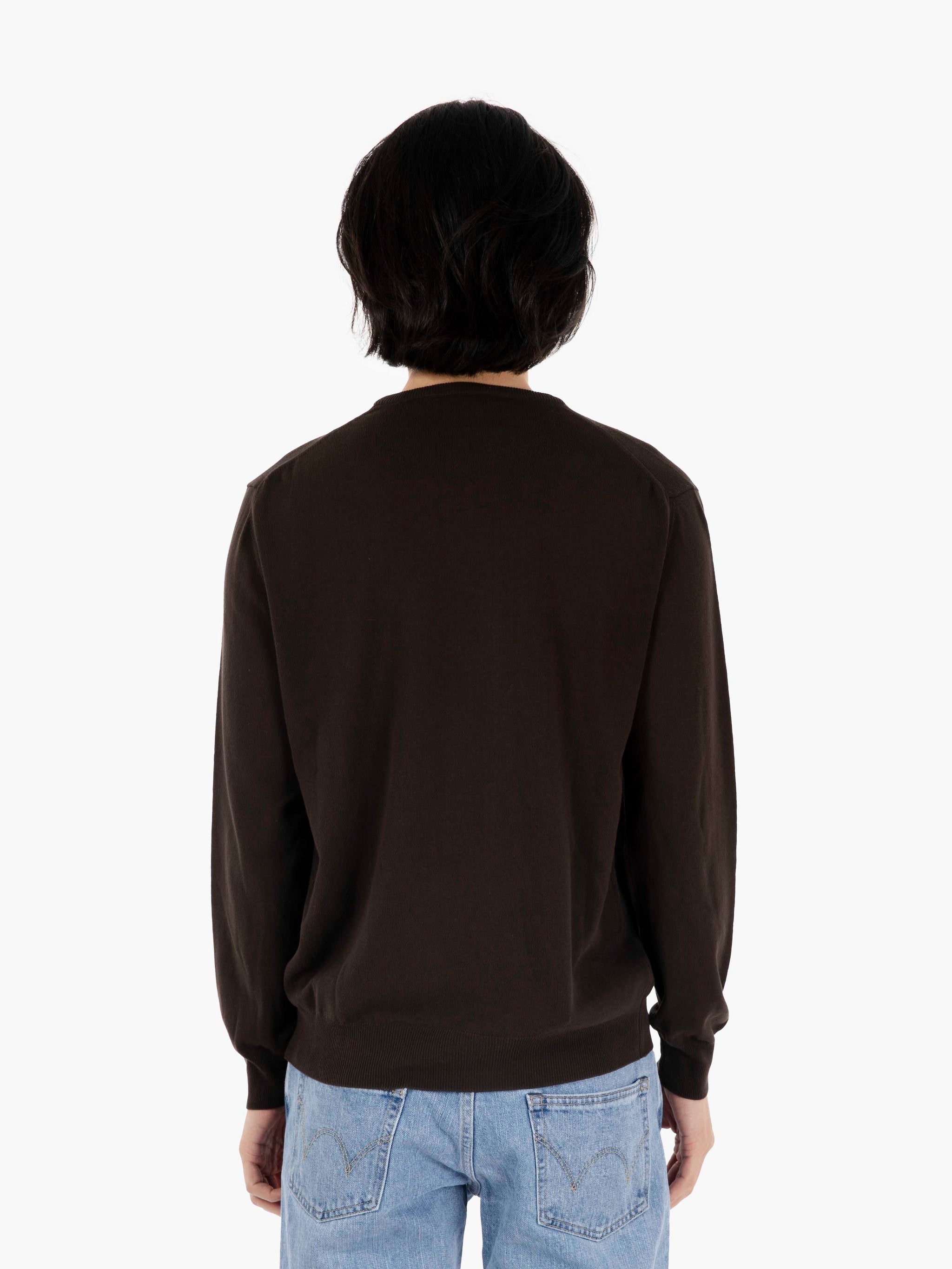 Maglione girocollo in cotone moro