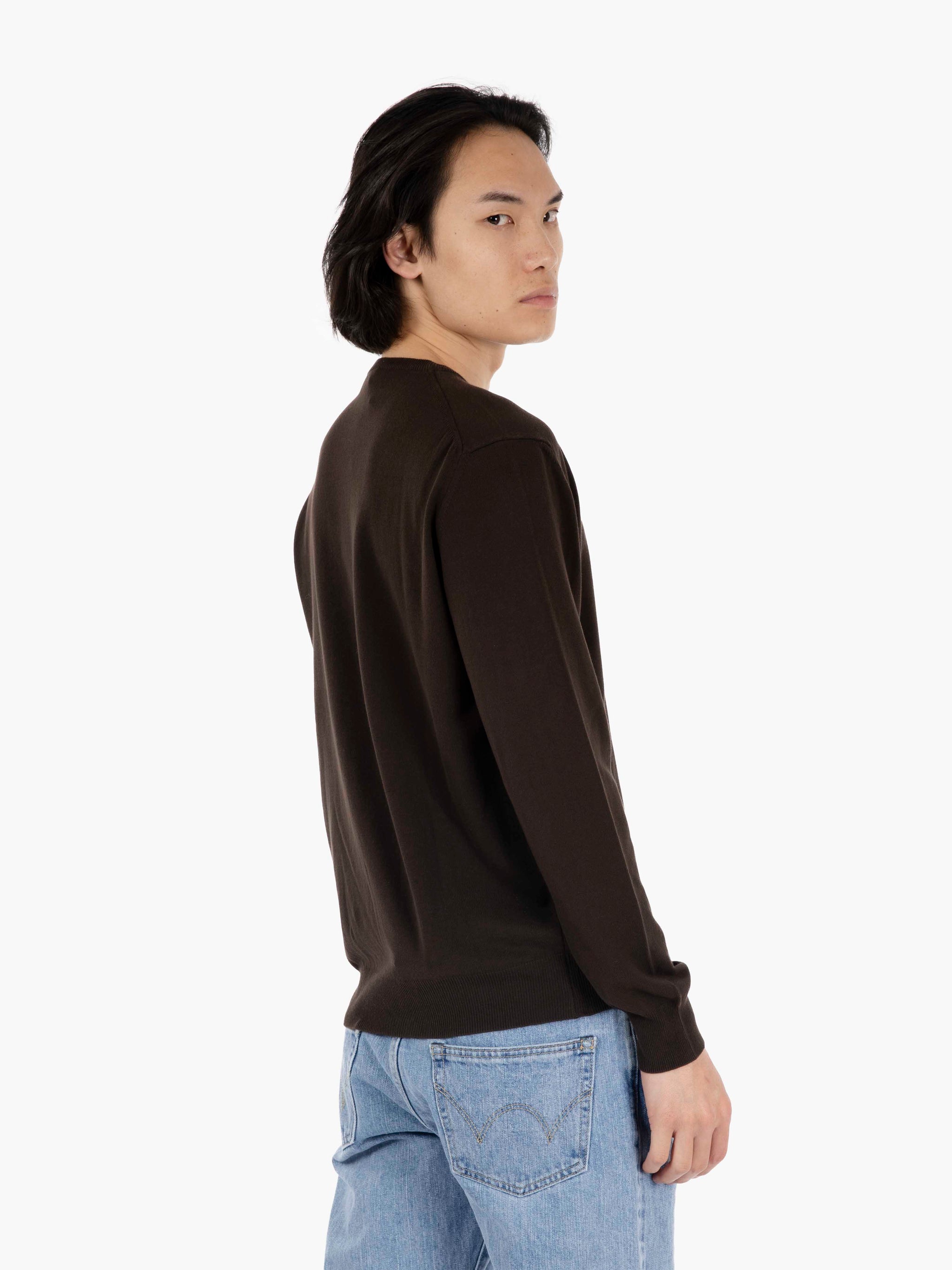 Maglione girocollo in cotone moro