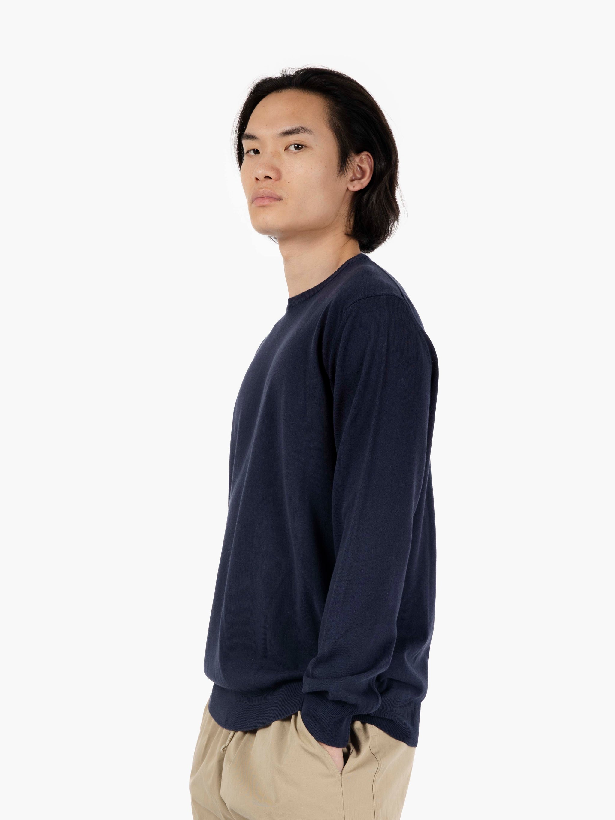 Maglione girocollo in cotone navy