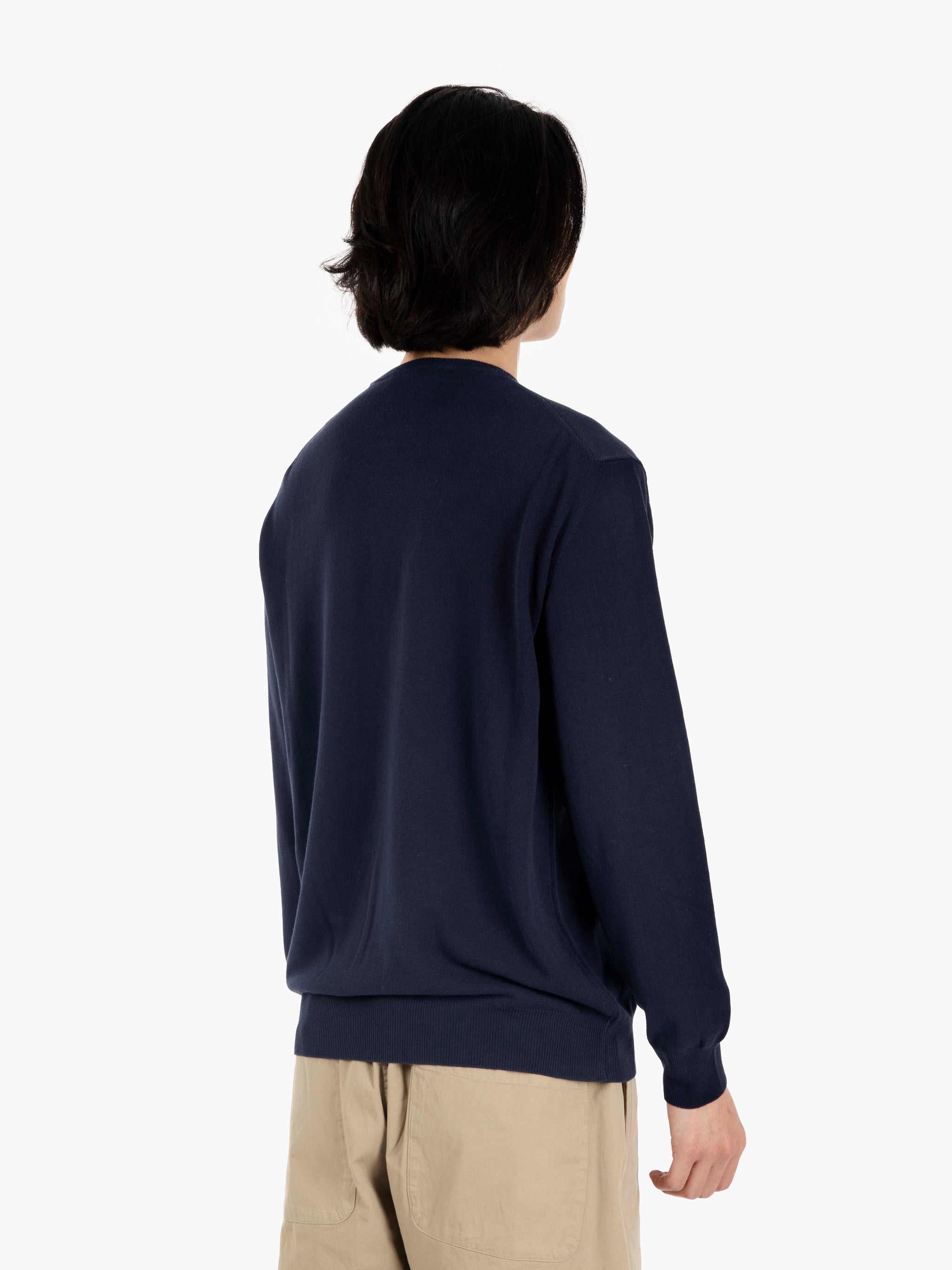 Maglione girocollo in cotone navy