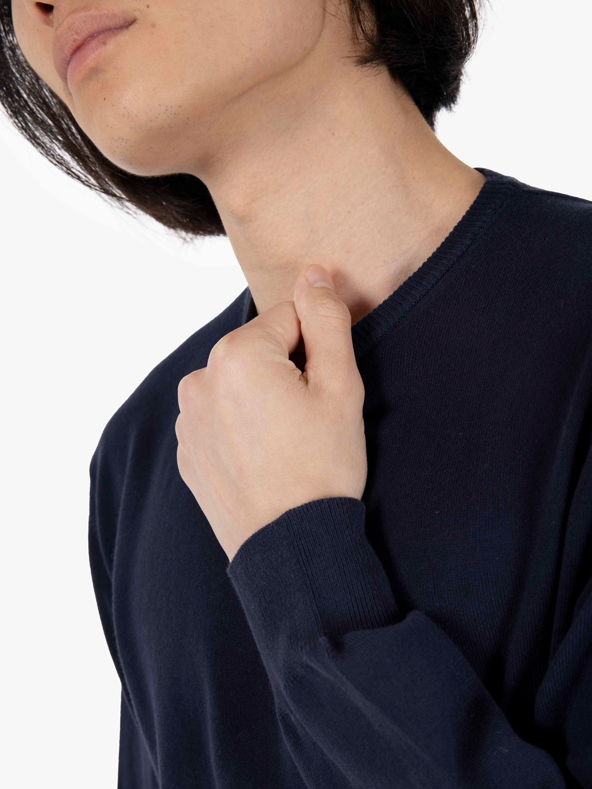 Maglione girocollo in cotone navy