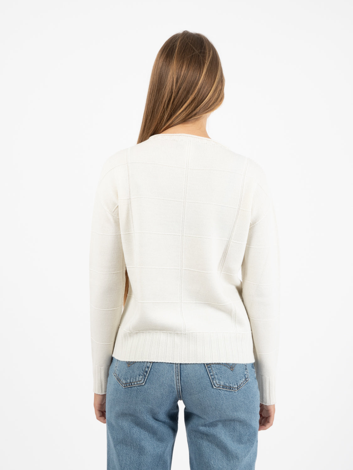 Ecru wool crewneck sweater
