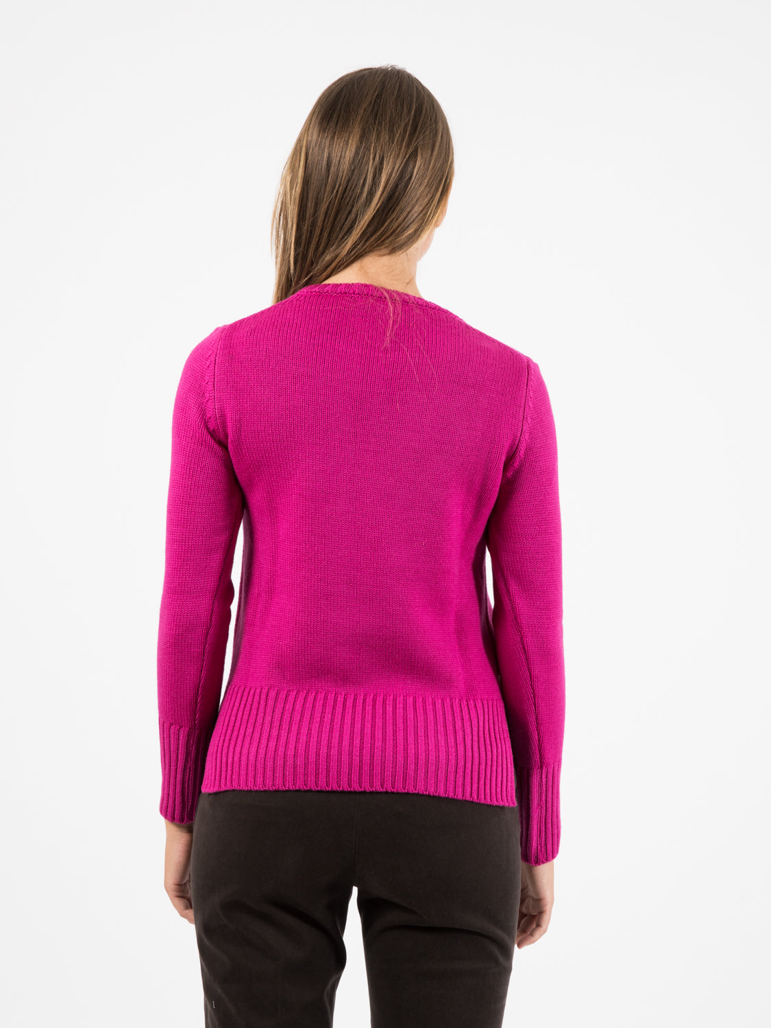 Fuchsia wool crewneck sweater