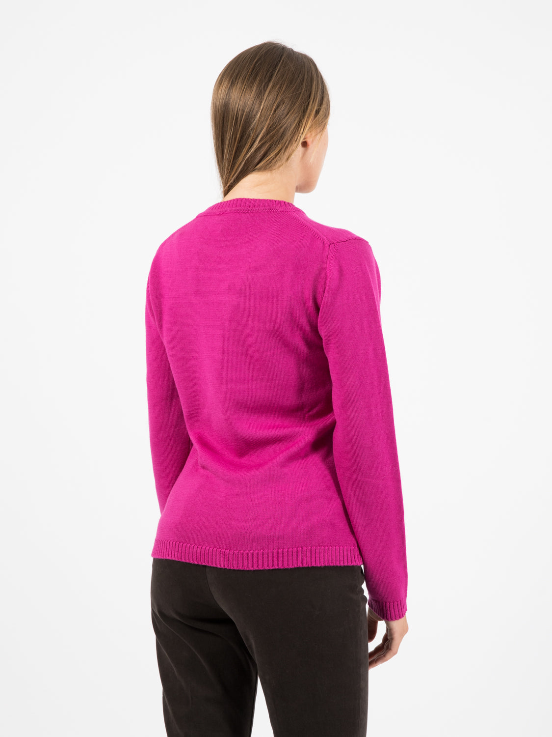 Magenta wool crewneck sweater