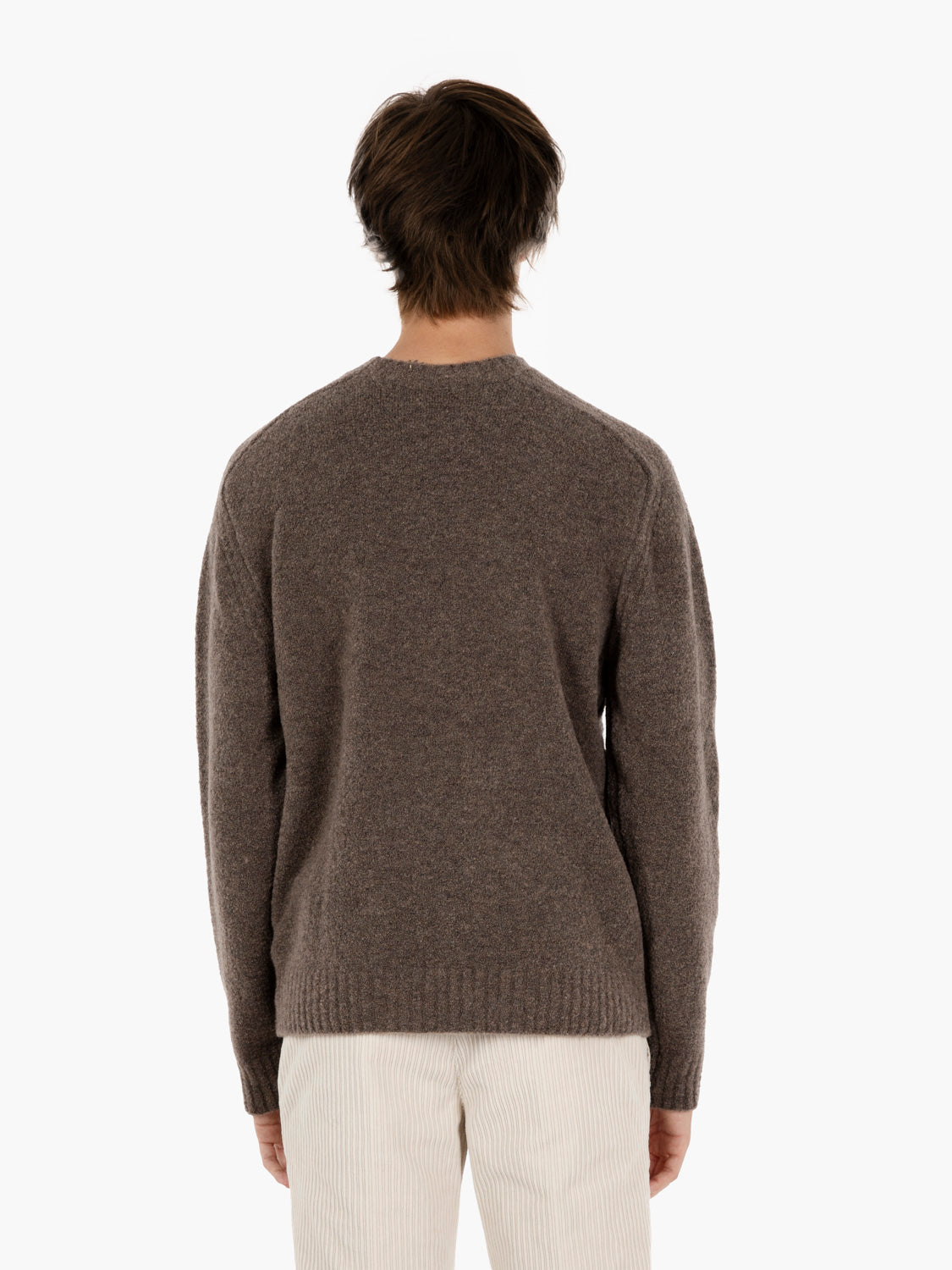 Maglione girocollo in misto lana castagna