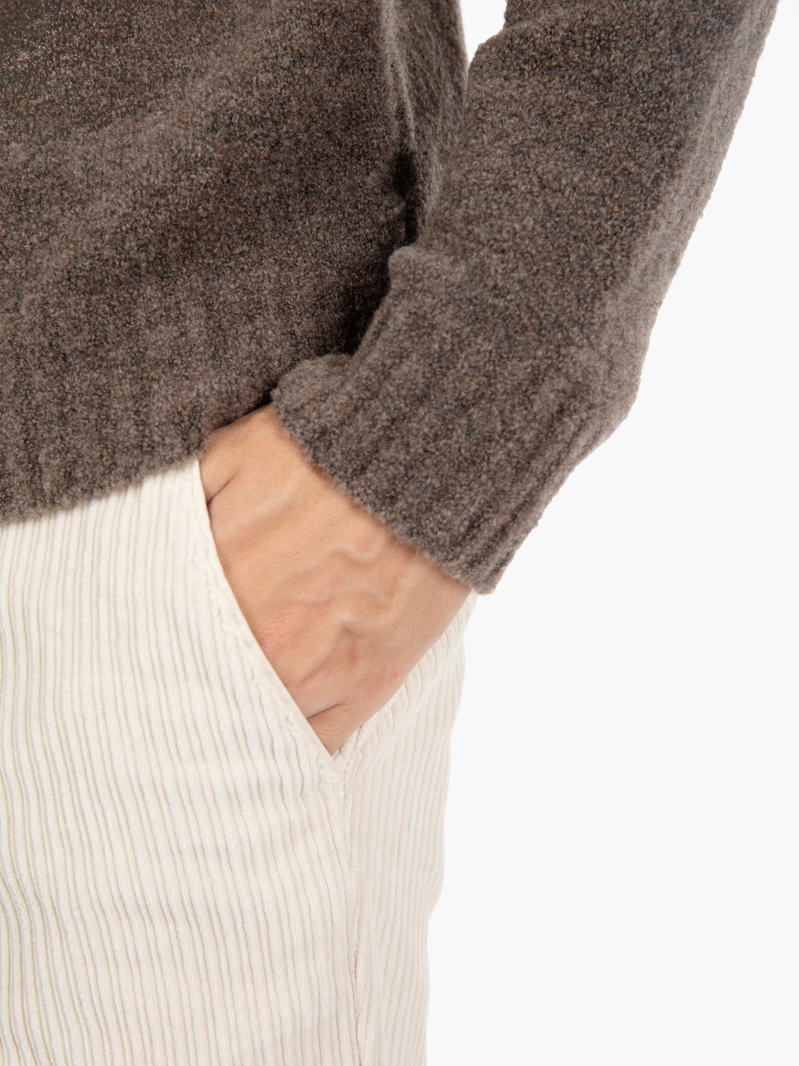 Maglione girocollo in misto lana castagna