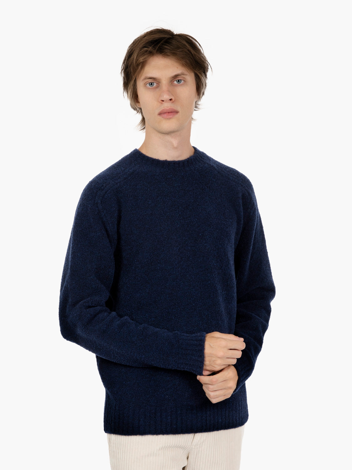 Maglione girocollo in misto lana navy